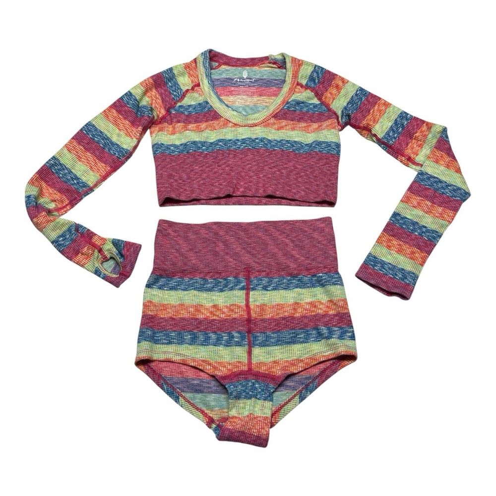 Free People FP Movement Knit Activewear Set Crop Top & Boy Shorts